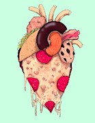 Snack Heart Drawing by Ludwig Van Bacon