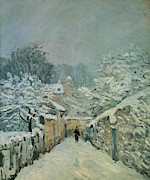 'Snow in Louveciennes', 1878, Oil on canvas, 61 x 50,5 cm. Painting by Alfred Sisley -1839-1899-