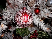 Snowman Ornament on White Christmas Tree Photograph by Linda Stern
