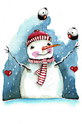 Snowman with hearts Painting by Lucia Stewart Snowman with hearts Painting by Lucia Stewart