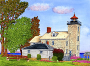Sodus Bay Lighthouse, Lake Ontario, Sodus Point, Ny Painting by Thelma Winter