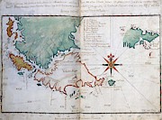 Spherical Chart Of South America - 17th Century. Painting by Album