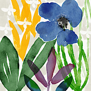 Spring Garden Blue- Floral Art by Linda Woods Mixed Media by Linda Woods