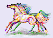 Crayon Bright Horses Digital Art by Stacey Mayer Crayon Bright Horses Digital Art by Stacey Mayer