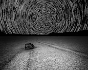 Star Trails over Racetrack Playa Black and White 8x10 Photograph by William Dickman