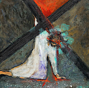Station 3 Jesus Falls for the First Time Painting by Jen Norton