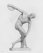 Statue Of A Discus Thrower, Ancient Greco Roman Marble Sculpture Engraving Painting by Henry Corbould