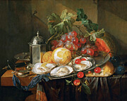 Still Breakfast Nature , Breakfast Still Life, 1660-1670 Painting by Cornelis De Heem