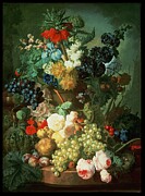Still Life Mixed Flowers And Fruit With Birds Nest Painting by Jan Van Os