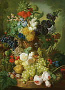 Still Life Of Flowers And Fruit Painting by Jan Van Os