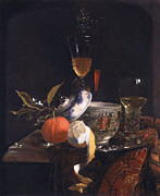 Still Life With Chinese Sugar Jar, Glass Goblet And Fruit Painting by Willem Kalf