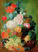 Still Life With Fruit, Flowers And Birds Nest Painting by Jan Van Os