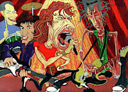 Stones On Stage - The Rolling Stones Painting by Ebenlo - Painter Of Song