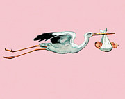 Stork delivery Drawing by CSA Images Stork delivery Drawing by CSA Images