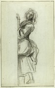 Study Of A Peasant Girl Drawing by Camille-joseph-etienne Roqueplan