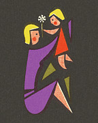 Stylized Mother and Daughter Drawing by CSA Images