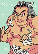 Sudsy sumo wrestler Drawing by CSA Images Sudsy sumo wrestler Drawing by CSA Images