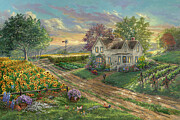 Sunflower Fields Painting by Thomas Kinkade Studios