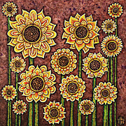 Sunflower Tapestry Painting by Amy E Fraser