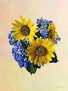 Sunflowers and Hydrangeas Photograph by Susan Savad Sunflowers and Hydrangeas Photograph by Susan Savad