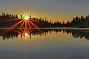 Sunrise at Mt. Rainier Reflection Lakes Photograph by Bob Cournoyer