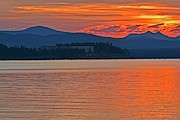 Sunrise of Orange Over Yellowstone Lake Photograph by Bruce Gourley