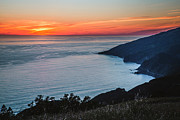 Sunset Over Pacific Ocean And Big Sur Coast From Mountain Peak. Photograph by Cavan Images