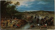 'Surprise Attack on a Convoy'. 1620 - 1625. Oil on panel. Painting by Jan Brueghel the Younger -1601-1678- Sebastien Vrancx -1573-1647- 'Surprise Attack on a Convoy'. 1620 - 1625. Oil on panel. Painting by Jan Brueghel the Younger -1601-1678- Sebastien Vrancx -1573-1647-