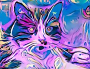Sweet Purple Stokes Kitty Digital Art by Don Northup