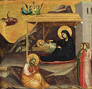 Taddeo Gaddi -Active ca. 1325-Florence, 1366-. The Nativity -ca. 1325-. Tempera on panel. 41.5 x ... Painting by Taddeo Gaddi -c 1300-1366-