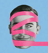 Tape Wrapped Around Man Head Drawing by CSA Images Tape Wrapped Around Man Head Drawing by CSA Images