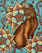 Tapestry Cat Painting by Amy E Fraser