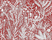 Tapestry Design in Brick Red and Light Gray with Leaves and Flowers Tapestry - Textile by Lise Winne Tapestry Design in Brick Red and Light Gray with Leaves and Flowers Tapestry - Textile by Lise Winne