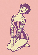Tattooed and Pierced Bathing Beauty Drawing by CSA Images Tattooed and Pierced Bathing Beauty Drawing by CSA Images