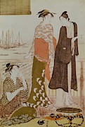 Teahouse at the sea-side. Drawing by Torii Kiyonaga