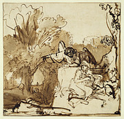 The Angel Appearing To Hagar And Ishmael Drawing by Ferdinand Bol