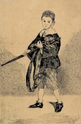 The Boy with a Sword,Turned to the Left -L'enfant a l'epee tourne a gauche-. Drawing by Edouard Manet -1832-1883-