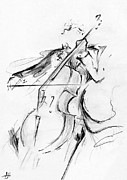 The Cellist Sketch Painting by Marc Allante