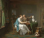 The Drawing Lesson. De tekenles. Painting by Louis Moritz -1773-1850-