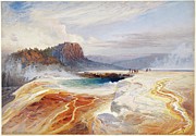 The Great Blue Spring Of The Lower Geyser Basin, Yellowstone Painting by Thomas Moran