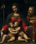 'The Holy Family', 16th century, Italian School, Oil on panel, 100 cm x 84 cm,... Painting by Bernardino Luini -c 1480-1532-