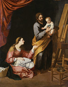The Holy Family In The Carpenters Shop Painting by Bartolome Esteban Murillo
