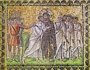 The kiss of Judas, mosaic cycle Saint Apollinare Nuovo Ravenna 6th century AD. San Apollinare Nuo... Painting by Album The kiss of Judas, mosaic cycle Saint Apollinare Nuovo Ravenna 6th century AD. San Apollinare Nuo... Painting by Album