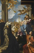 The Madonna And Child Enthroned With Angels, Saint Dominic Painting by Ludovico Carracci