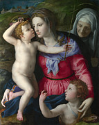 The Madonna And Child With Saint John The Baptist And Saint Elizabeth Painting by Bronzino