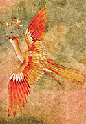 The Peahen's Gift - Kimono Series Tapestry - Textile by Susan Maxwell Schmidt