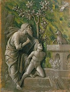 The Sacrifice of Isaac. Monochrome painting, imitation of a relief -around 1490- 48.5 x 36.5 cm. Painting by Andrea Mantegna -1431-1506- The Sacrifice of Isaac. Monochrome painting, imitation of a relief -around 1490- 48.5 x 36.5 cm. Painting by Andrea Mantegna -1431-1506-