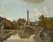 The Shipyard 'St Jago'on Bickers Eiland, Amsterdam. Painting by Pieter Godfried Bertichen -1796-1856- The Shipyard 'St Jago'on Bickers Eiland, Amsterdam. Painting by Pieter Godfried Bertichen -1796-1856-