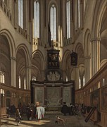 The Tomb of Michiel de Ruyter in the Nieuwe Kerk, Amsterdam. Het koor van de Nieuwe Kerk te Amste... Painting by Emanuel de Witte