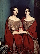 The Two Sisters, or Mesdemoiselles Chasseriau Marie-Antoinette-Adele and Genevieve. - 1843. Painting by Theodore Chasseriau -1819-1856-